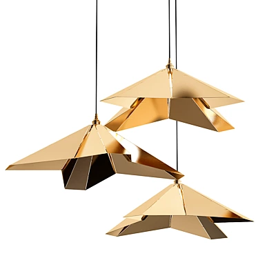 Sleek Brass Pendant Light 3D model image 1 