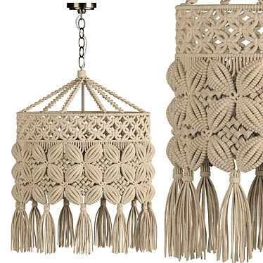 Macrame Chandelier 13: Elegant and Boho 3D model image 1 