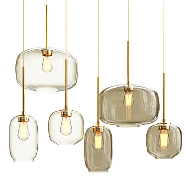 Nordic Clear Glass Pendant Lights 3D model image 1 