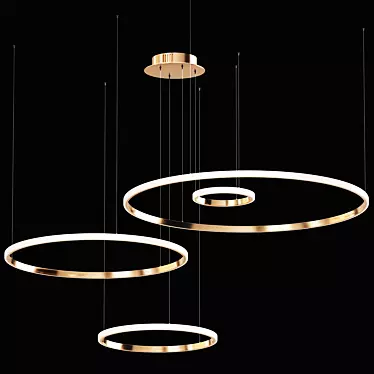 Golden & Black Hanging Lamps 3D model image 1 