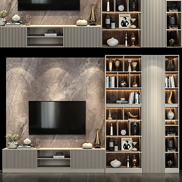 Modern TV Wall Set: Stylish and Functional 3D model image 1 