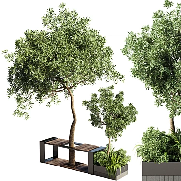 Urban Green Benches 3D model image 1 