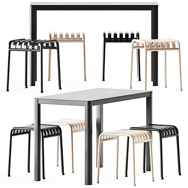 Elegant Dining Set: La Table & Palissade Stool 3D model image 1 