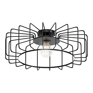 Modern Industrial Cage Flush Mount 3D model image 1 