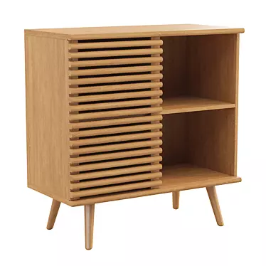 Mid-Century Oak Compact Cupboard 3D model image 1 