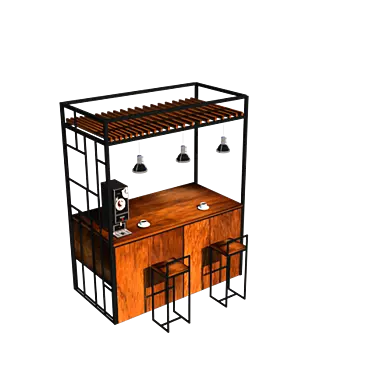 Industrial Loft Bar Counter 3D model image 1 