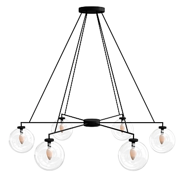 Claremont Glass Globe Chandelier: Elegant Illumination Solution 3D model image 1 