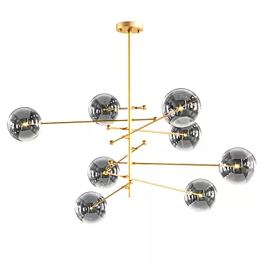 Elegant Brass Glass Chandelier 3D model image 1 