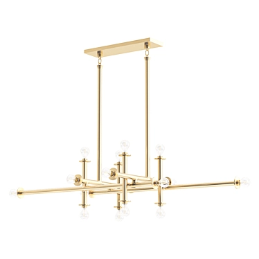 Polished Brass 16-Light Chandelier 3D model image 1 