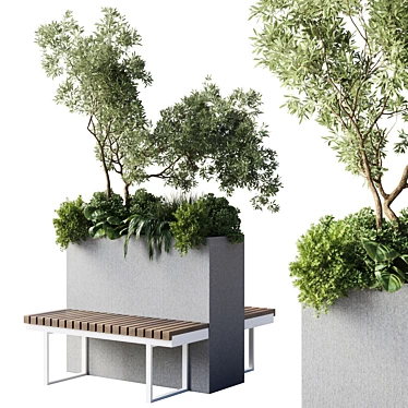 Urban Green Benches - Collection of Flowers, Plants, Tree 3D model image 1 