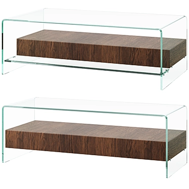 Bridge Oak Coffee Table: Drawer & Shelf 3D model image 1 