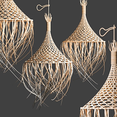 Rattan Hanging Chandelier 3D model image 1 