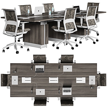 Elegant Brown Conference Table 3D model image 1 