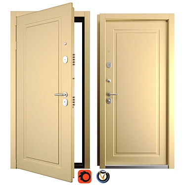 Modern Metal Entrance Door (Holz) 3D model image 1 