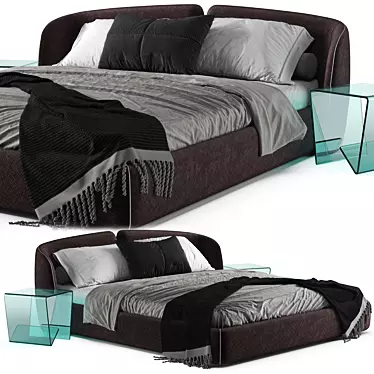 Modern Bed: 1800x2000 Mattress Size 3D model image 1 