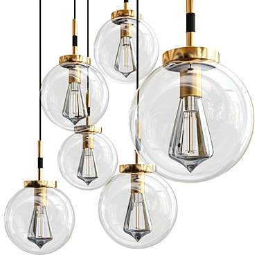 Elegant Glass Pendant Light 3D model image 1 