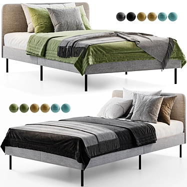 Modern Upholstered Twin Bed: IKEA SLATTUM 3D model image 1 