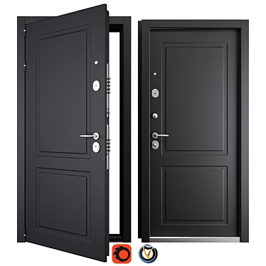 Scandi 2 Holz Entrance Metal Door 3D model image 1 