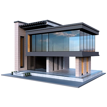 Modern Concrete House Model 3D model image 1 