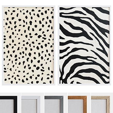 Sleek Frame Set: Leopard & Zebra Prints 3D model image 1 