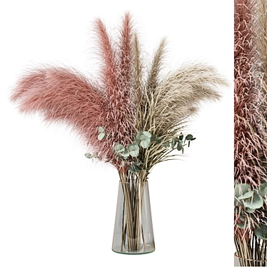 Delicate Dried Flower Bouquet 3D model image 1 