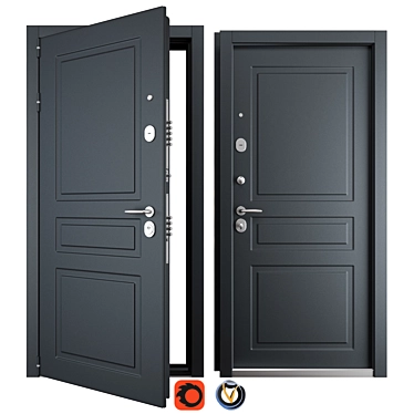 Modern Scandi Metal Entrance Door 3D model image 1 