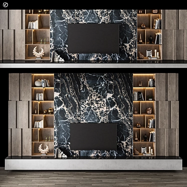 Modern 16 TV Wall Rack 3D model image 1 