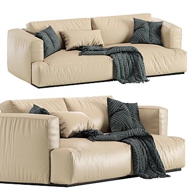 Sleek Muuto Connect Leather Sofa 3D model image 1 