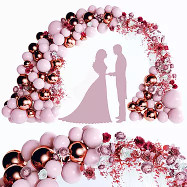 Enchanting Balloon and Floral Wedding Arch 3D model image 1 