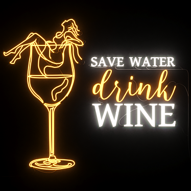Color-Changing Neon Sign "Save Water 3D model image 1 
