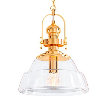 Antique Brass & Clear Glass Pendant Light 3D model image 1 