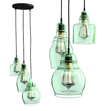 Paxton Glass Pendant - Multi-Light Contemporary Elegance 3D model image 1 