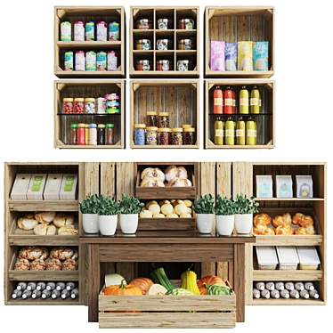 Market Showcased: Bread, Fruits, Food 3D model image 1 