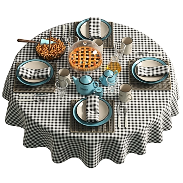 Tea Time Delight: Set with Cake & Dryers 3D model image 1 