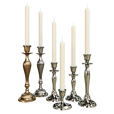 Elegant Candle Holders Set 3D model image 1 