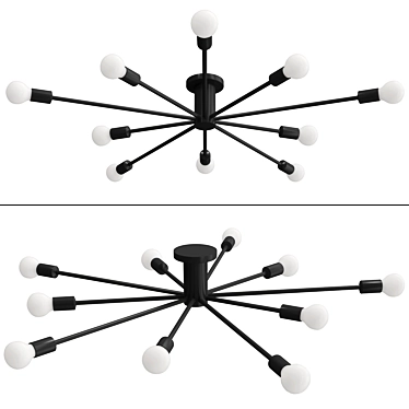 Sleek Black Vintage Ceiling Light 3D model image 1 