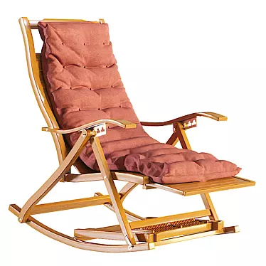 Scandinavian Rattan Rocking Chair 3D model image 1 