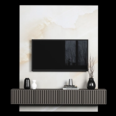 Sleek 8K Marble TV Wall: Customizable & High-Quality 3D model image 1 