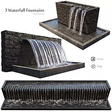 Cascade Rock Waterfall Fountains 3D model image 1 