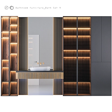 Title: Modern Bathroom Bath Set 3D model image 1 