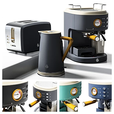 Nordic Swan Set: Toaster, Kettle, Coffee Maker 3D model image 1 