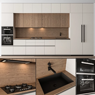 Modern Wood & White 72 - Kitchen Elegance 3D model image 1 