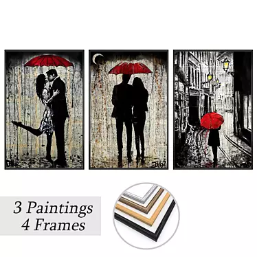 Elegant Wall Paintings Set with Multiple Frame Options 3D model image 1 