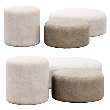 Folk Pouf Collection: Stylish, Cozy Seating 3D model image 1 