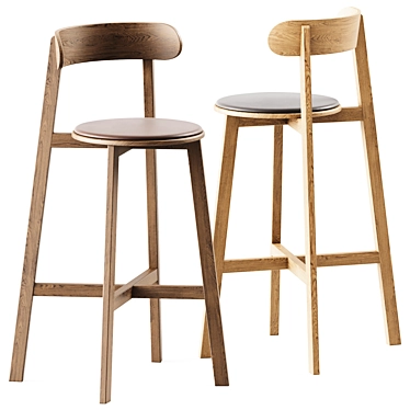 Modern Upholstered Bar Stool 3D model image 1 