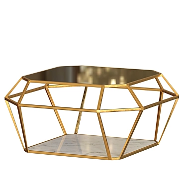 Elegant Gold Geometric Coffee Table 3D model image 1 