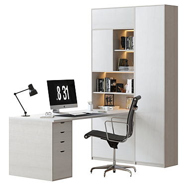 Versatile Office Furniture Set with Three Bookshelf Options 3D model image 1 