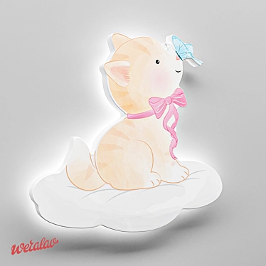 Whimsical Cloud Kitty Lamp 3D model image 1 