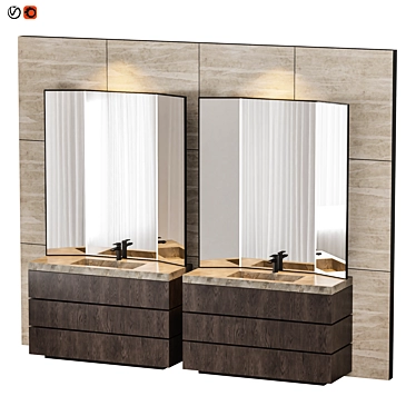 Elegant Dark Wood Bathroom Set 3D model image 1 