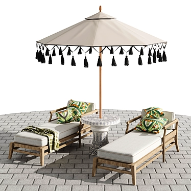 Coastal Retreat Outdoor Lounge Set 3D model image 1 